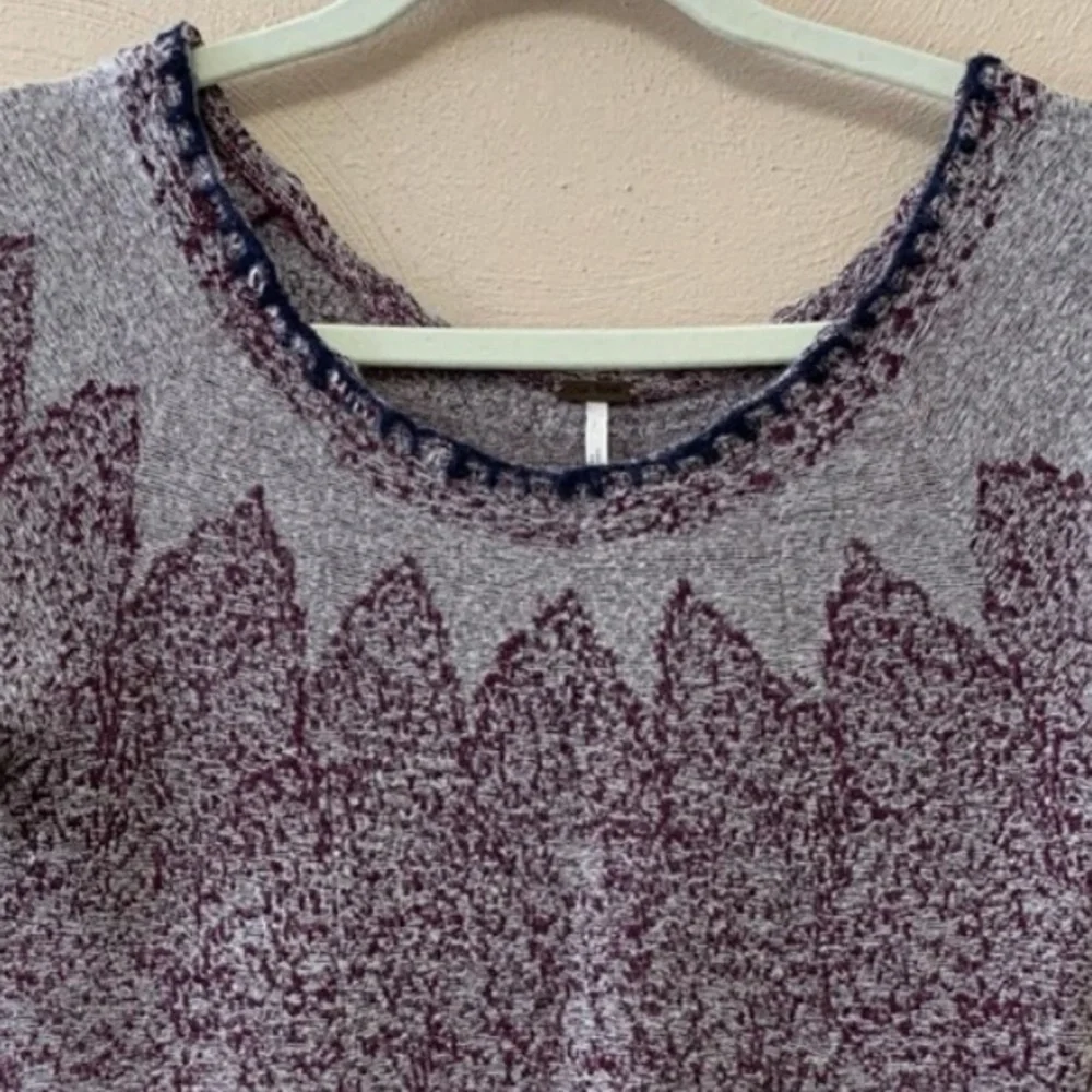 Free People Kilm Medallion Fringe Short Sleeve Boho Sweater. EUC. Sz S/M